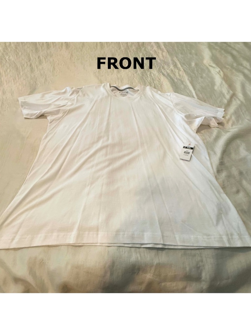 T-SHIRT, WHITE, SIZE 3XL, PURE COTTON, SHORT SLEEVES, ROUND NECK, by MOUNTAIN